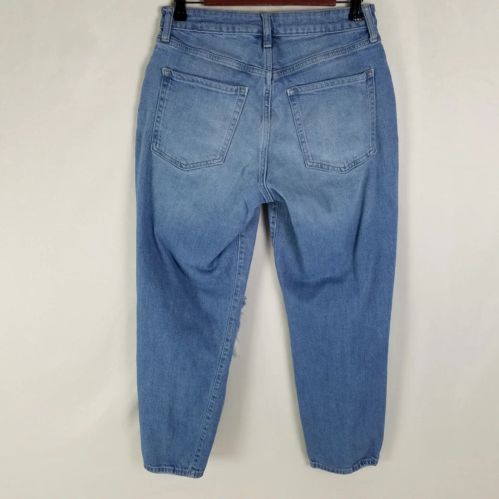 Old Navy Womens Size 10 High Rise OG Straight Distressed Jeans Medium Wash Denim - Picture 2 of 10